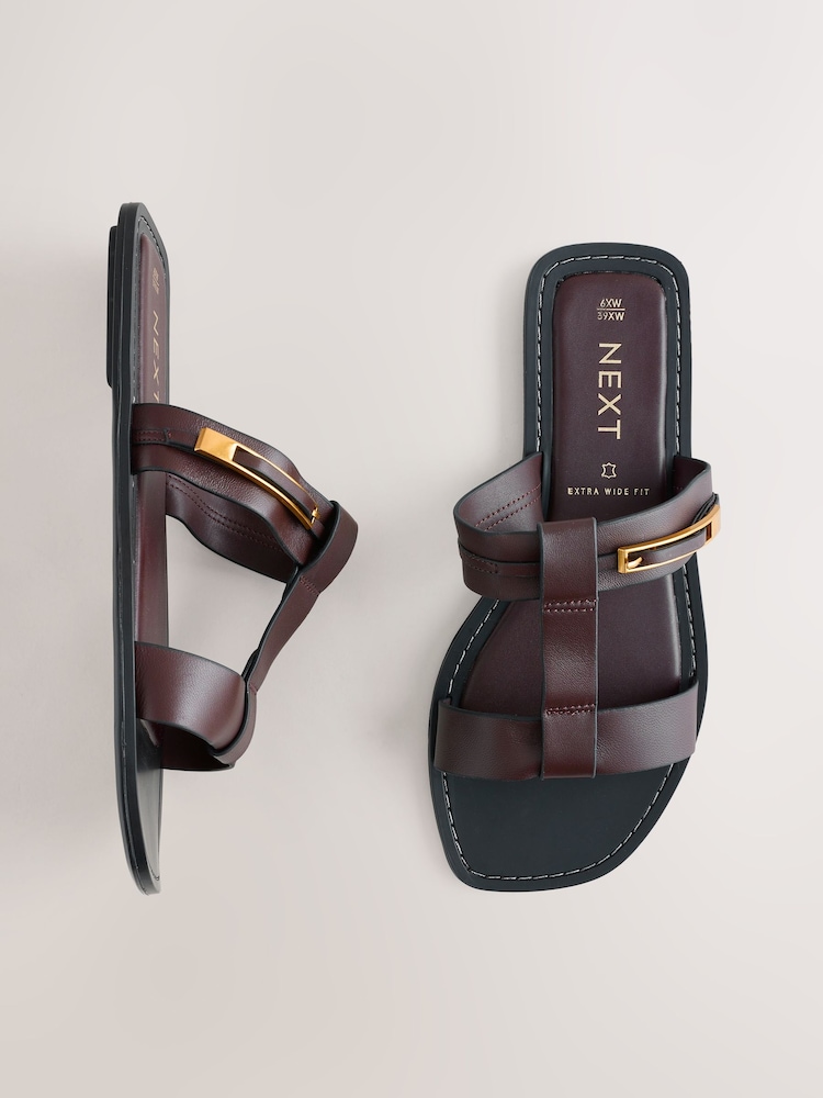 Cuero marrón chocolate - Buckle Trim Sandals - Imagen 1 de 5