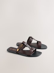 Cuero marrón chocolate - Buckle Trim Sandals - Imagen 2 de 5