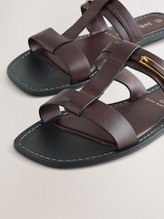 Cuero marrón chocolate - Buckle Trim Sandals - Imagen 4 de 5