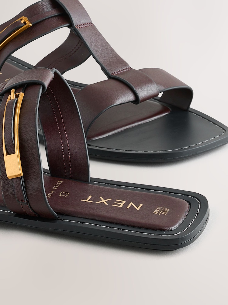 Cuero marrón chocolate - Buckle Trim Sandals - Imagen 5 de 5
