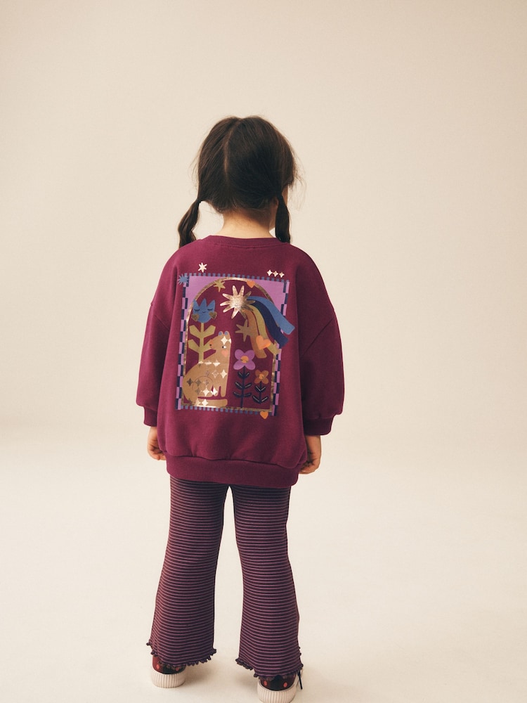 Dark Purple Star Sweatshirt and Legging Set (3mths-7yrs) - Image 2 of 10 Dark Purple Star Sweatshirt and Legging Set (3mths-7yrs) - Image 2 of 10
