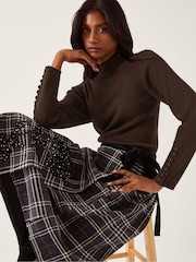 Monsoon Brown Ruby Ribbed Polo Neck Jumper - Image 5 of 5