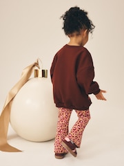 Pink Christmas Leopard Sweatshirt and Flare Leggings Set (3mths-7yrs) - Image 3 of 4