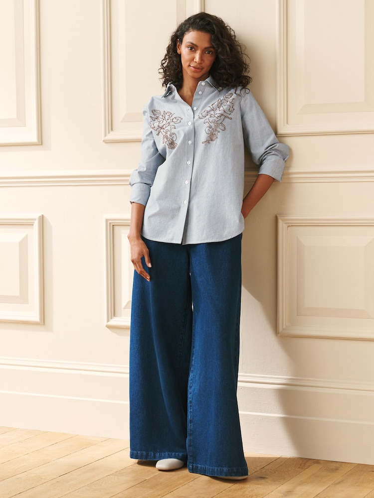 Laura Ashley Beaded Stripe Cotton Shirt - Immagine 2 di 8 Laura Ashley Beaded Stripe Cotton Shirt - Immagine 2 di 8
