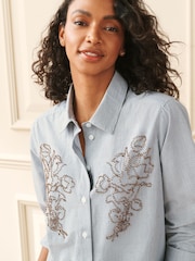 Laura Ashley Beaded Stripe Cotton Shirt - Immagine 4 di 8