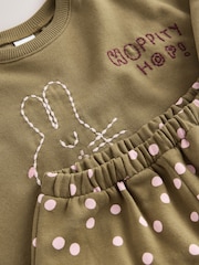 Khaki Green Bunny - Sweatshirt and Barrel Leg Set (3mths-7yrs) - Imagen 8 de 8