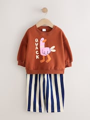 Navy Stripe Duck Long Sleeve Top and Barrel Trousers Set (3mths-7yrs) - Image 5 of 9
