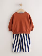 Navy Stripe Duck Long Sleeve Top and Barrel Trousers Set (3mths-7yrs) - Image 6 of 9
