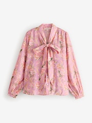 Laura Ashley Pink Emberley Pussybow Long Sleeve Blouse - Image 5 of 8