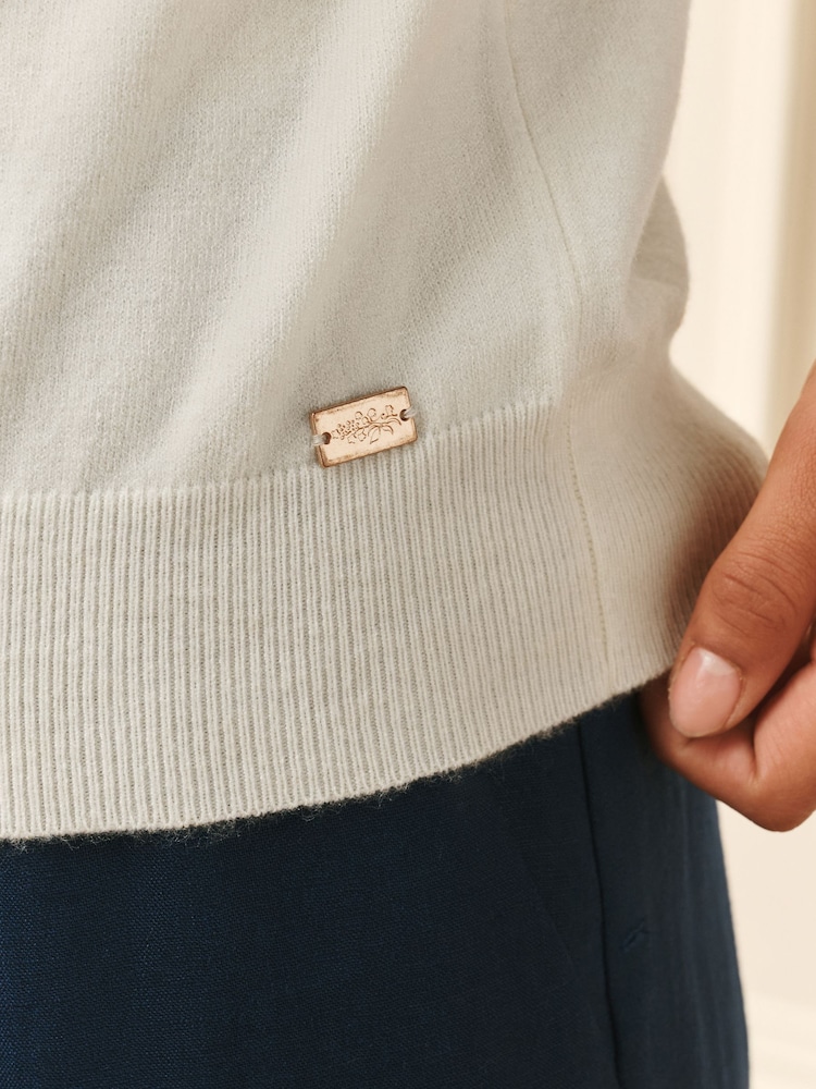 Laura Ashley Cream Short Sleeve Cashmere Knit Top - Image 4 of 4 Laura Ashley Cream Short Sleeve Cashmere Knit Top - Image 4 of 4
