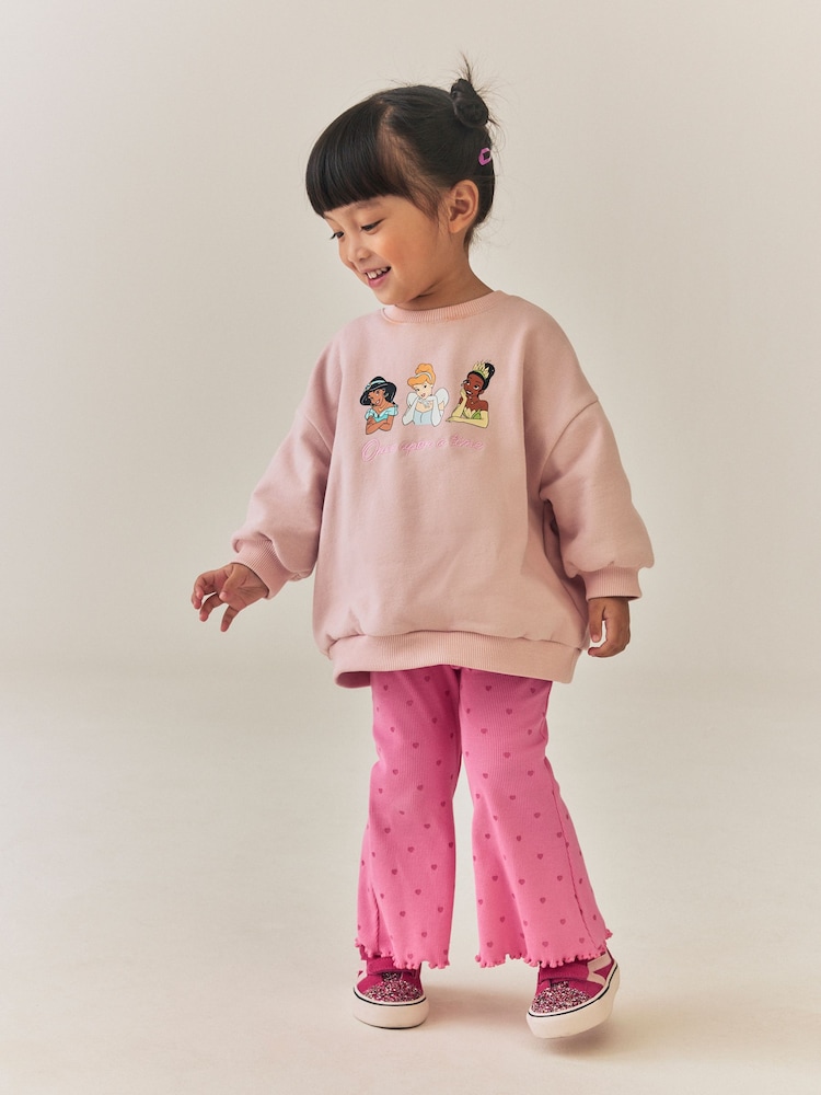 Disney Princess Pale Pink Sweatshirt and Flare Set (3mths-7yrs) - Image 1 of 4 Disney Princess Pale Pink Sweatshirt and Flare Set (3mths-7yrs) - Image 1 of 4