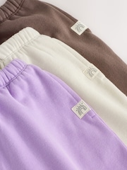 Lilac/Brown/Cream Barrel Joggers Set 3 Pack (3mths-7yrs) - Image 6 of 7