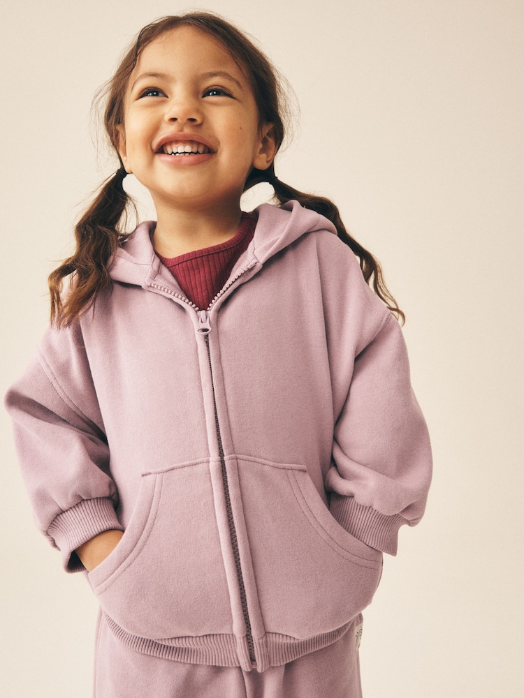 Mauve Purple Zip Through Hoodie (3mths-7yrs) - Image 1 of 8