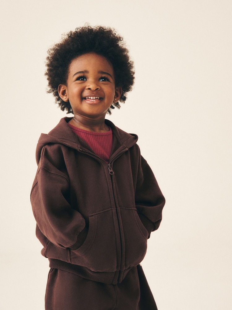 Chocolate Brown Zip Through Hoodie (3mths-7yrs) - Image 2 of 8 Chocolate Brown Zip Through Hoodie (3mths-7yrs) - Image 2 of 8
