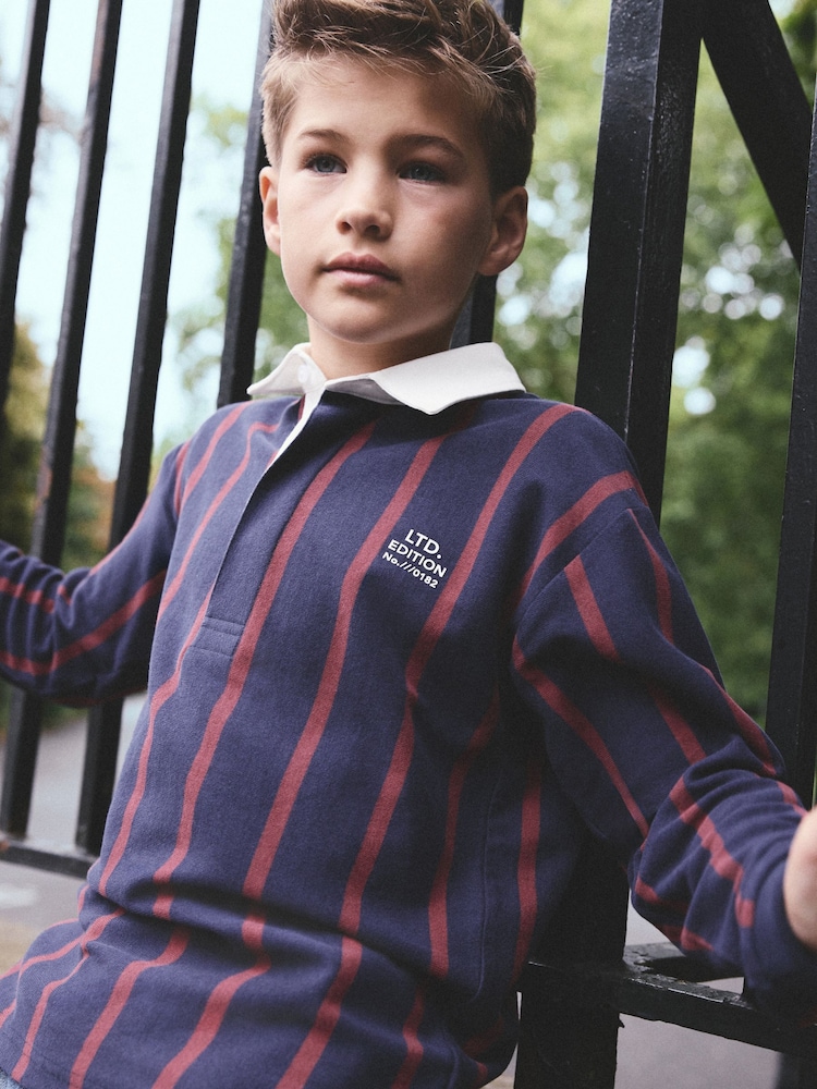 Vertical Stripe Rugby Polo Shirt (3-16yrs) - Image 1 of 4 Vertical Stripe Rugby Polo Shirt (3-16yrs) - Image 1 of 4