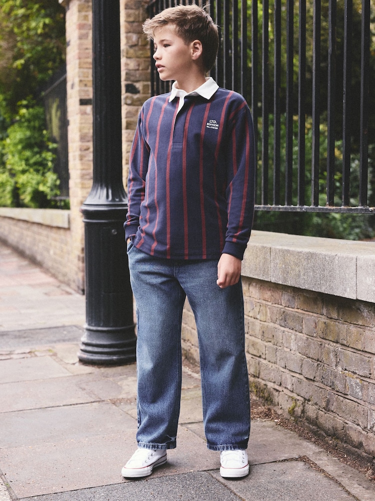 Vertical Stripe Rugby Polo Shirt (3-16yrs) - Image 2 of 4 Vertical Stripe Rugby Polo Shirt (3-16yrs) - Image 2 of 4