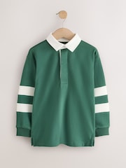 Green/Ecru Rugby Polo Shirt (3-16yrs) - Image 1 of 4