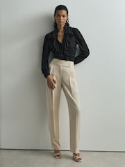 Atelier Silk-Blend Ruffled Black Blouse - Εικόνα 3 από 6