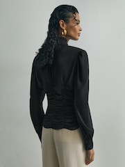 Atelier Silk-Blend Ruffled Black Blouse - Εικόνα 5 από 6