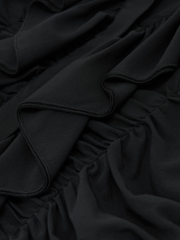 Atelier Silk-Blend Ruffled Black Blouse - Image 6 of 6 Atelier Silk-Blend Ruffled Black Blouse - Image 6 of 6