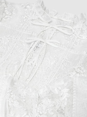 Reiss Ivory Demi Sheer Lace Tie-Neck Blouse - Image 10 of 10