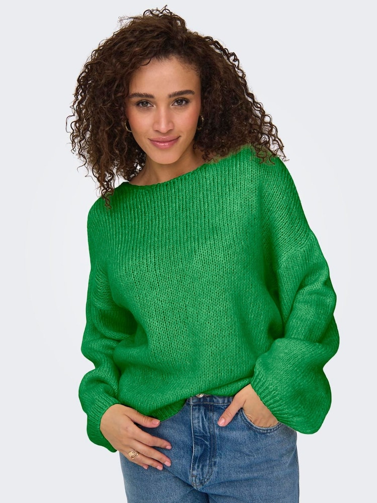 JDY Green Reversible V-Neck Jumper - Image 1 of 4 JDY Green Reversible V-Neck Jumper - Image 1 of 4