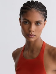 Reiss Coral Orange Paules Linen Open-Back Maxi Dress - Image 7 of 9