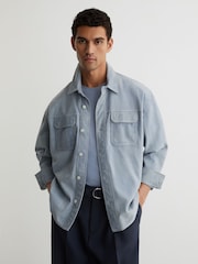 Reiss Delvin Monogram エンボス加工リラックススエードジャケット - 画像 1 / 7