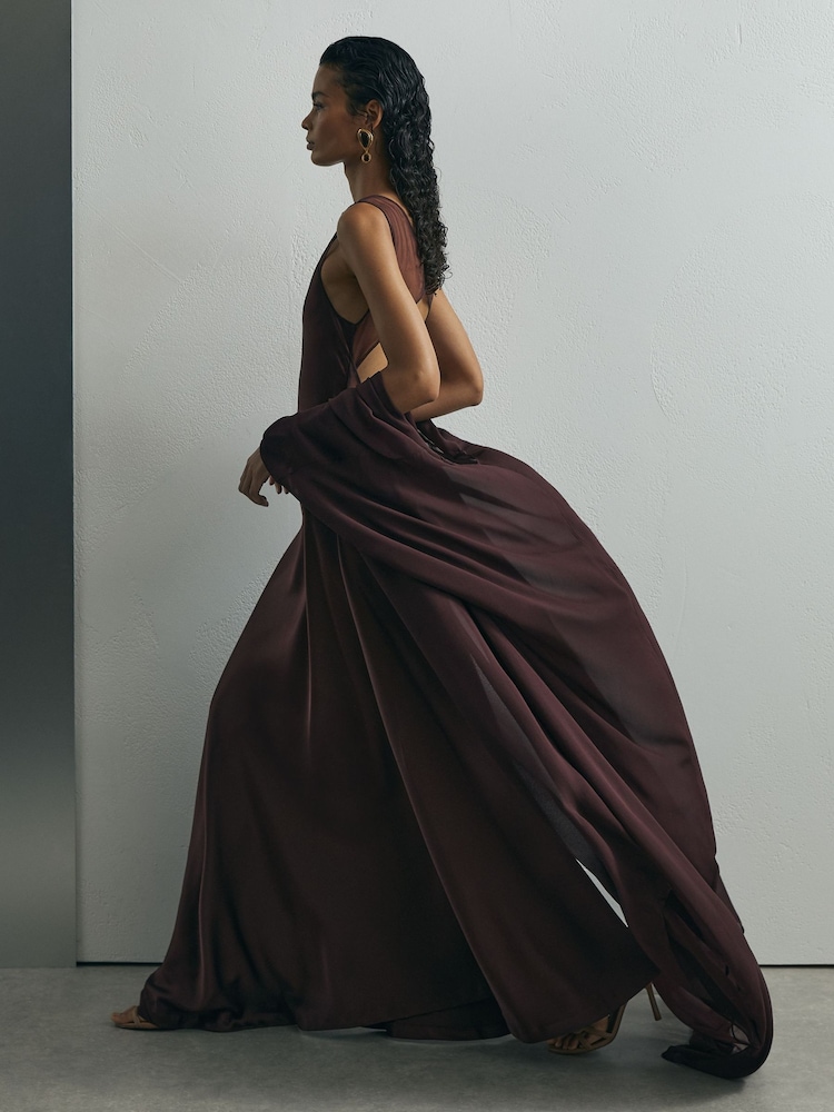 Красновато-лиловый - Atelier Satin Cape Maxi Dress - Изображение 1 8 Красновато-лиловый - Atelier Satin Cape Maxi Dress - Изображение 1 8