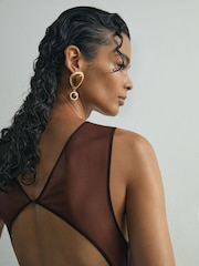 Красновато-лиловый - Atelier Satin Cape Maxi Dress - Изображение 3 8