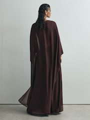 Красновато-лиловый - Atelier Satin Cape Maxi Dress - Изображение 5 8