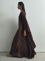 Красновато-лиловый - Atelier Satin Cape Maxi Dress - Изображение 7 8
