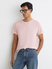 Reiss Pink Bless Cotton Crew-Neck T-Shirt - Image 1 of 6