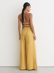 Reiss Yellow Della Linen Open-Back Wide-Leg Jumpsuit - Image 5 of 7
