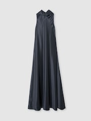 Reiss Grey Fae Petite Satin Cape Maxi Dress - Image 2 of 9