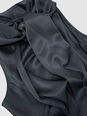 Reiss Grey Fae Petite Satin Cape Maxi Dress - Image 8 of 9