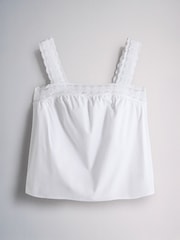 The Set 2 Pack Lace Trim Vest Tops White/Chocolate Brown - Image 6 of 9