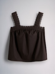 The Set 2 Pack Lace Trim Vest Tops White/Chocolate Brown - Image 7 of 9
