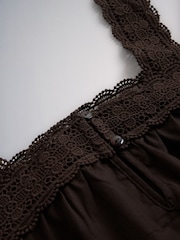The Set 2 Pack Lace Trim Vest Tops White/Chocolate Brown - Image 9 of 9