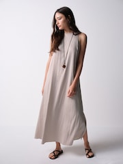 The Set Halter Neck Maxi Dresses 2 Pack Taupe Brown/Chocolate Brown - Image 5 of 11
