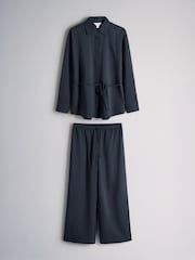 The Set Tie Shirt and Trouser Co-Ord Set Navy Blue Stripe - Image 1 of 6