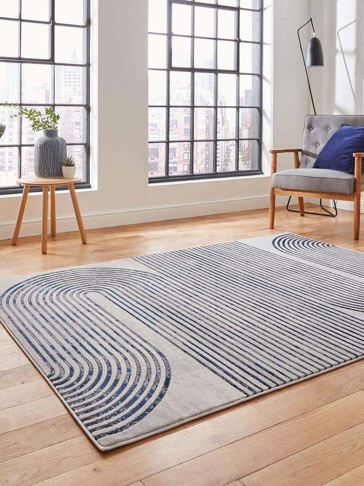 Think Rugs Grey Apollo 2683 Modern Linear Rug - Image 2 of 6