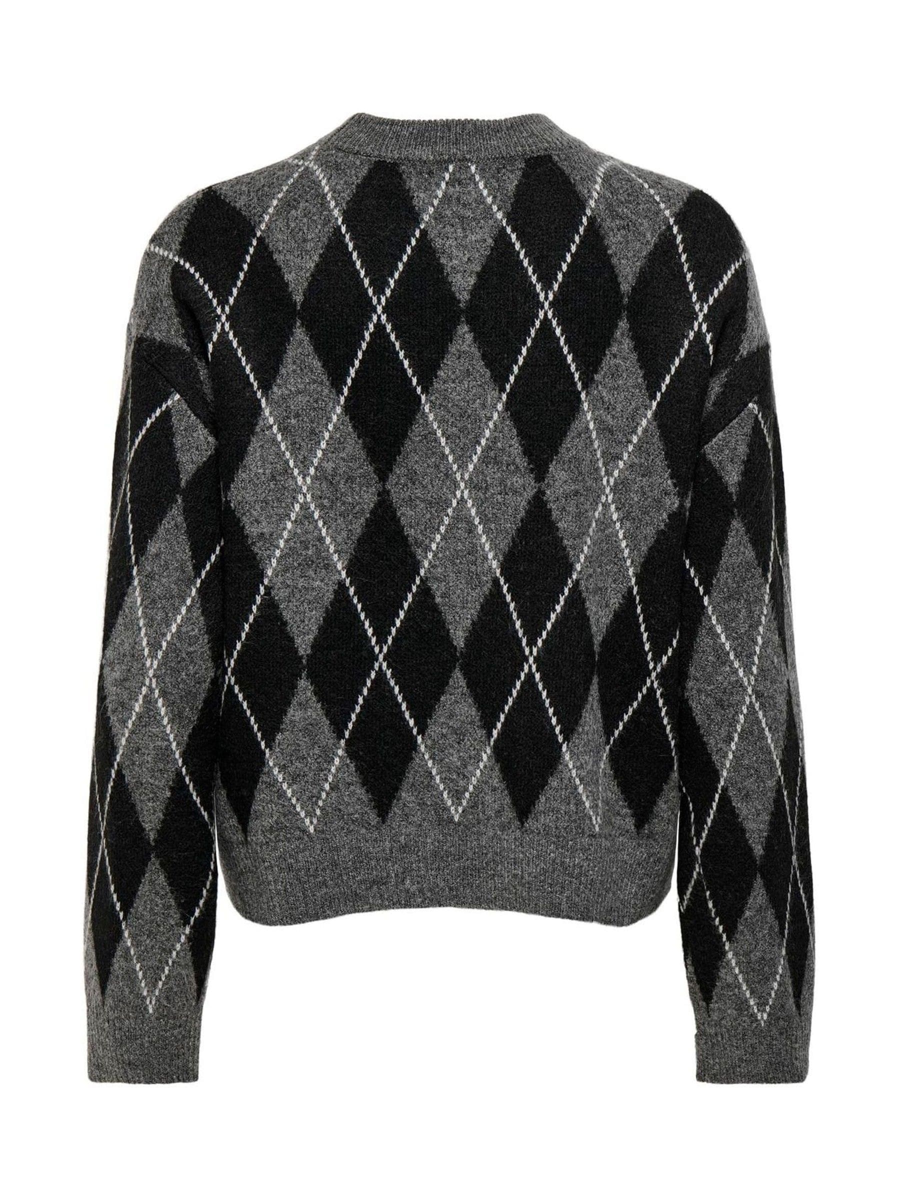 Buy JDY Grey Argyle Long Sleeve Jumper from Next USA