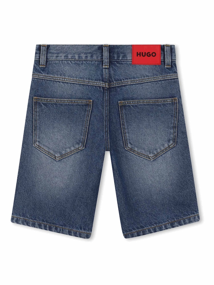 HUGO Blue Logo Denim Shorts - Image 2 of 3
