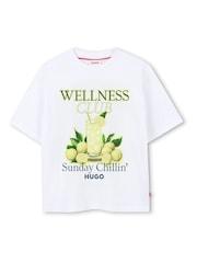 HUGO White Graphic Crew Neck Short Sleeve T-Shirt - Image 1 of 4