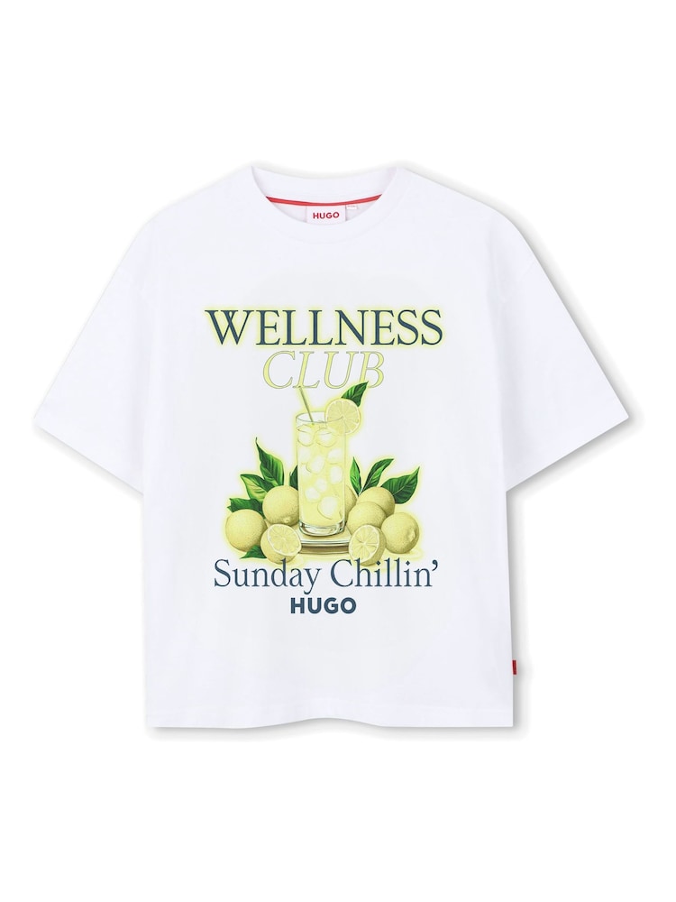 HUGO White Graphic Crew Neck Short Sleeve T-Shirt - Image 1 of 4