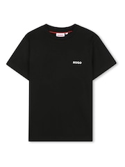 HUGO Black Logo Crew Neck Short Sleeve T-Shirts 2 Pack - Image 5 of 5