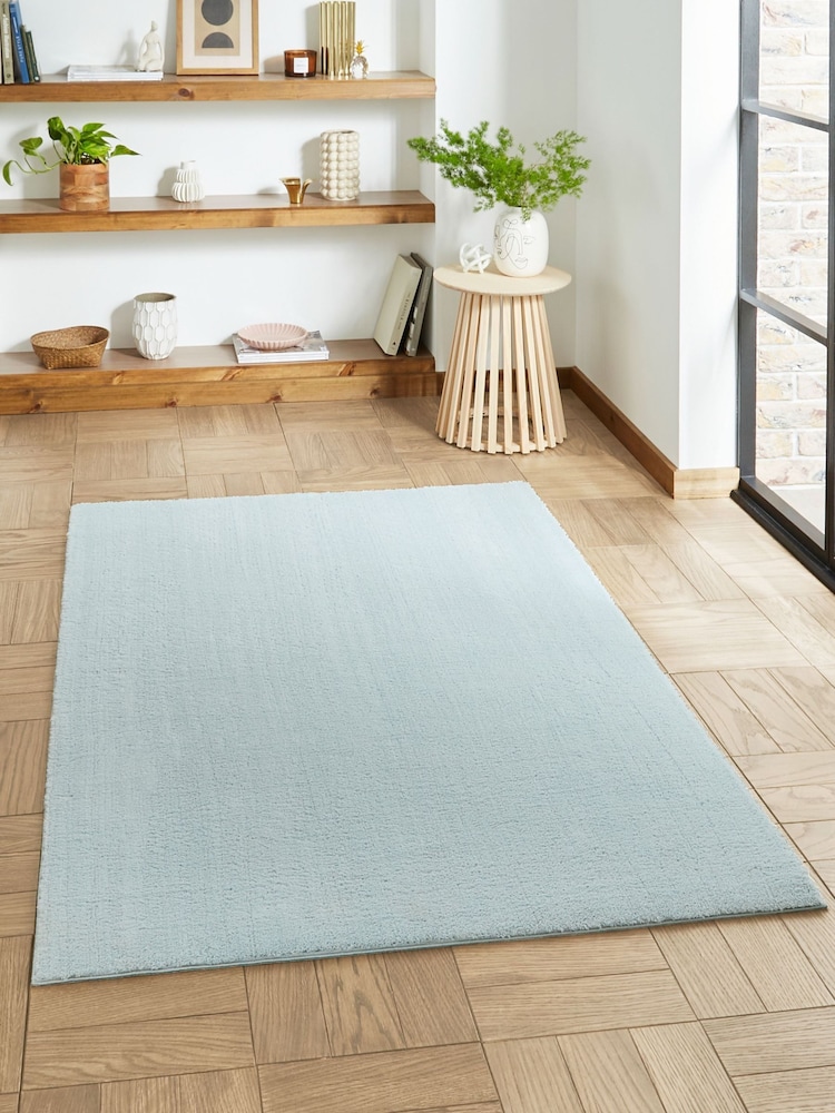 Think Rugs Light Blue Bay Plain Shaggy Rug - Image 1 of 6 Think Rugs Light Blue Bay Plain Shaggy Rug - Image 1 of 6