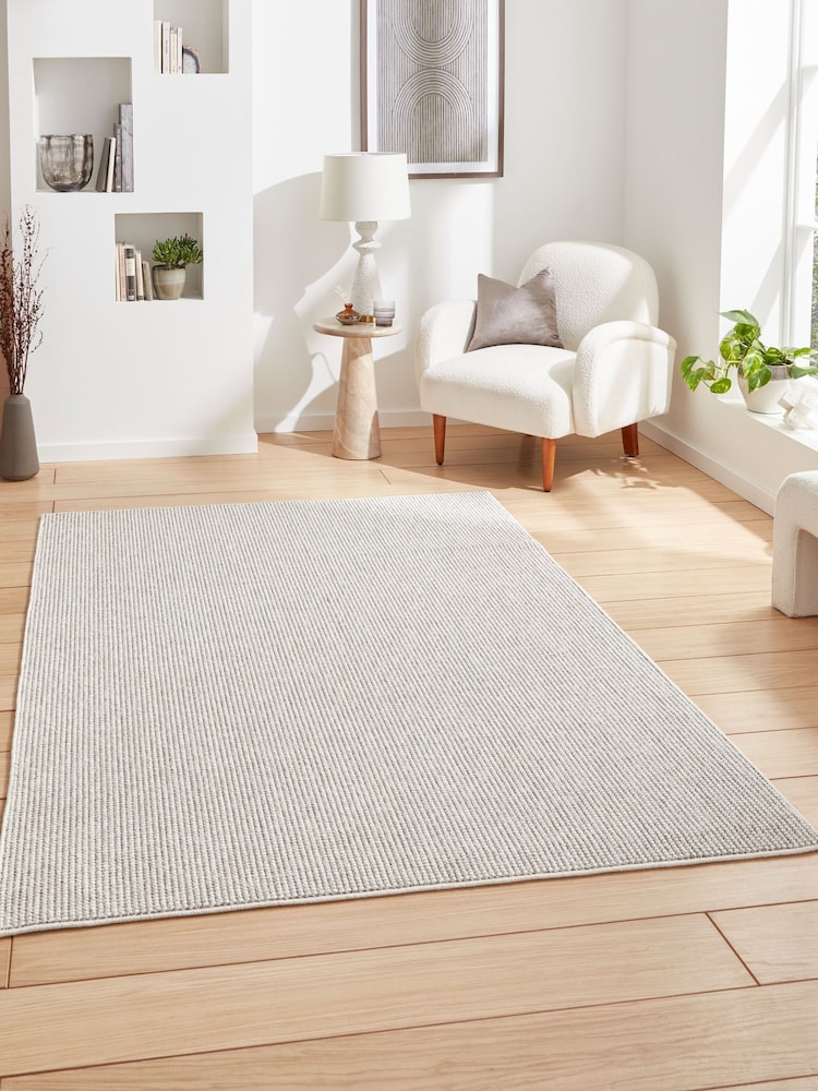 Think Rugs White E6404 Boucle Rug - Image 1 of 6