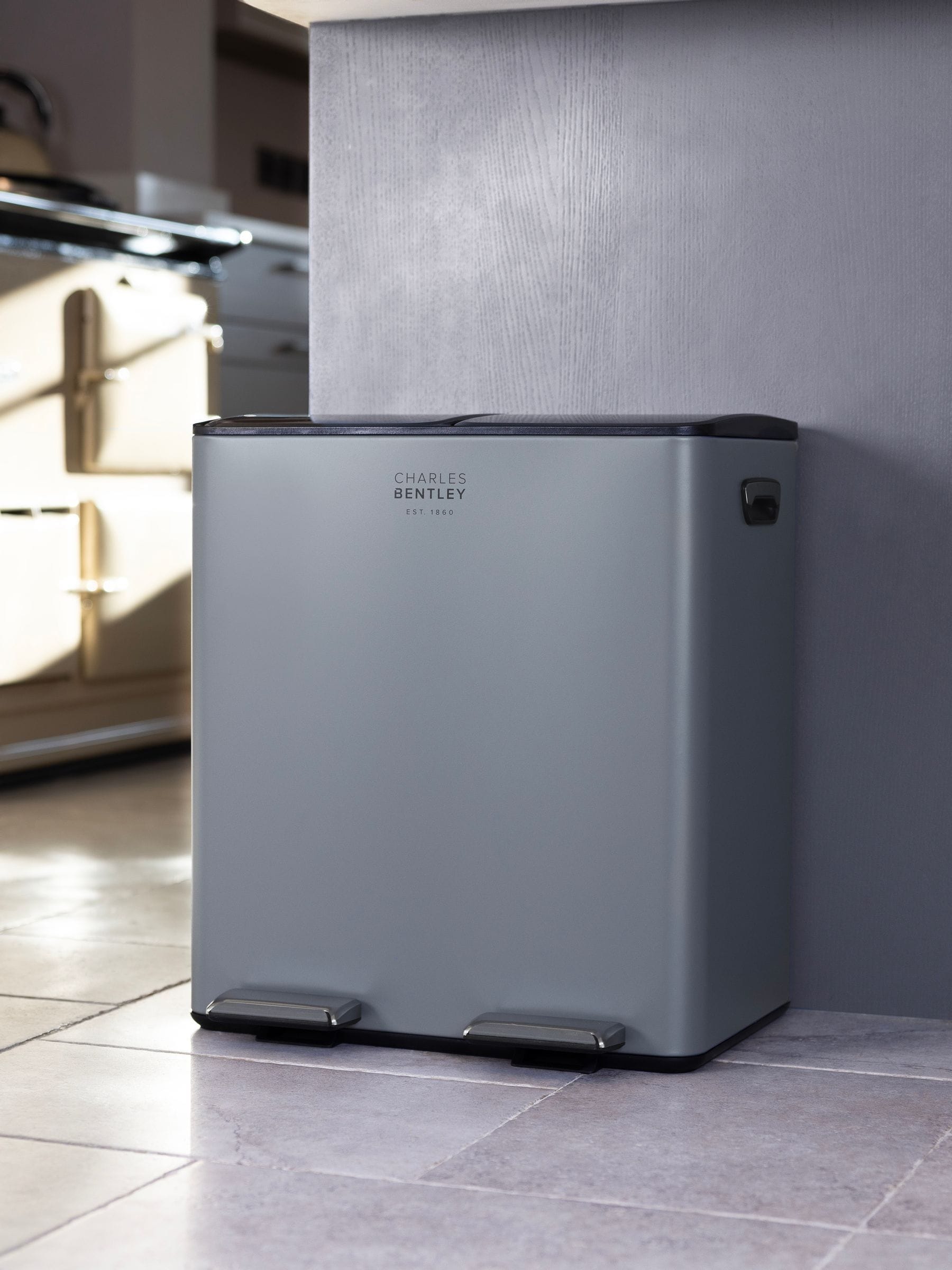 Buy Charles Bentley Grey 30L Double Compartment Kitchen Bin 40